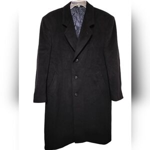 (M200) Silver Cloud Men's Black Italian Cashmere Blend Trench Coat Size 44R